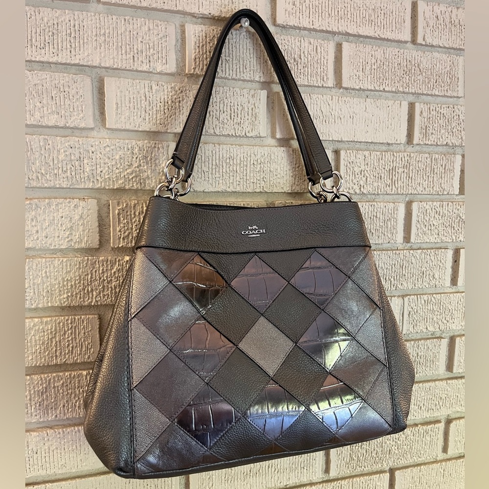 Coach Lexi Shoulder Bag with Patchwork Metallic Grey - Picture 3 of 13